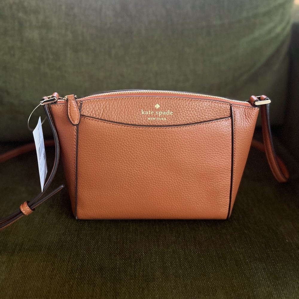 NWT Kate Spade Monica Crossbody Pebbled Leather Warm Ginge Handbag